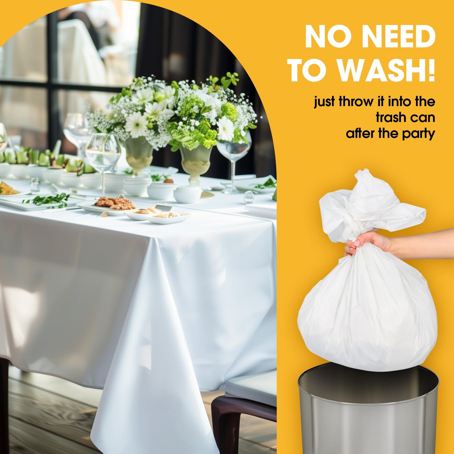 Niuara White Plastic Table Cover Roll - 54IN x 100FT, Table Cloth for Rectangle Table with Slide Cutter, Plastic Table Cloth Disposable with Cut-to-Size Design for Weddings, Banquets, Parties