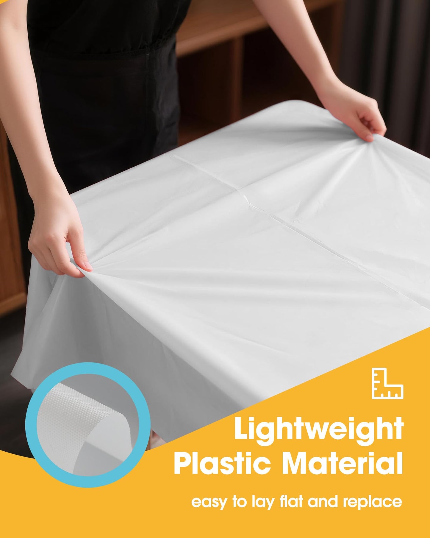 Niuara White Plastic Table Cloth - 15 Pack 54" × 108" Rectangle Disposable Tablecloths for 6FT Tables, Table Cover for Party, Holiday & Gathering Use