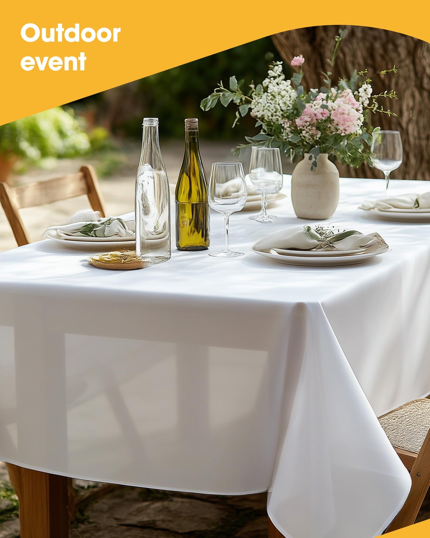 Niuara White Plastic Table Cloth - 15 Pack 54" × 108" Rectangle Disposable Tablecloths for 6FT Tables, Table Cover for Party, Holiday & Gathering Use