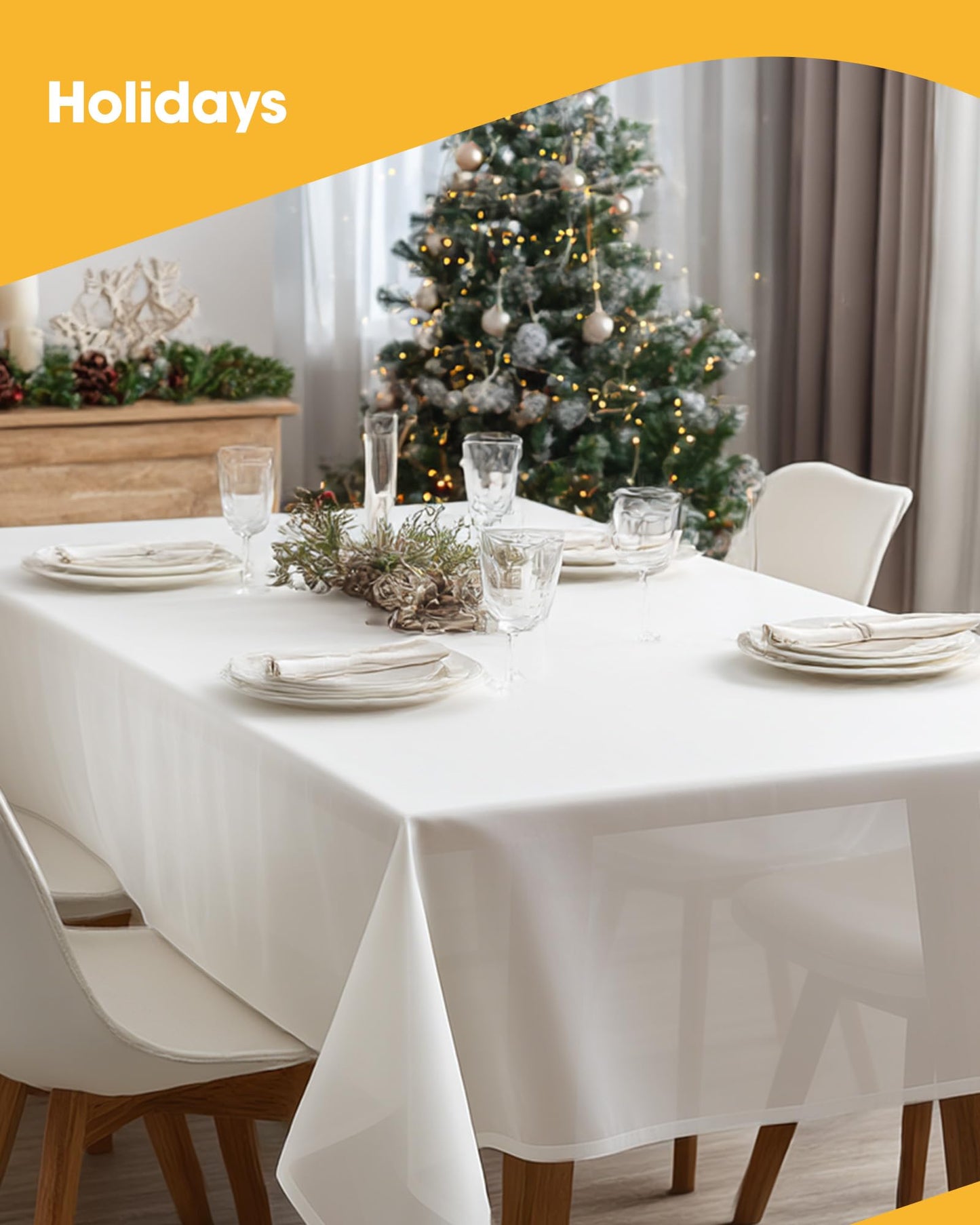 Niuara White Plastic Table Cloth - 30 Pack 54" × 108" Rectangle Disposable Tablecloths for 6FT Tables, Waterproof Table Cover for Party, Holiday & Gathering Use